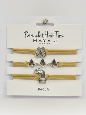 Maya J Beach Bracelet Hair Ties - Mustard Yellow, NWT